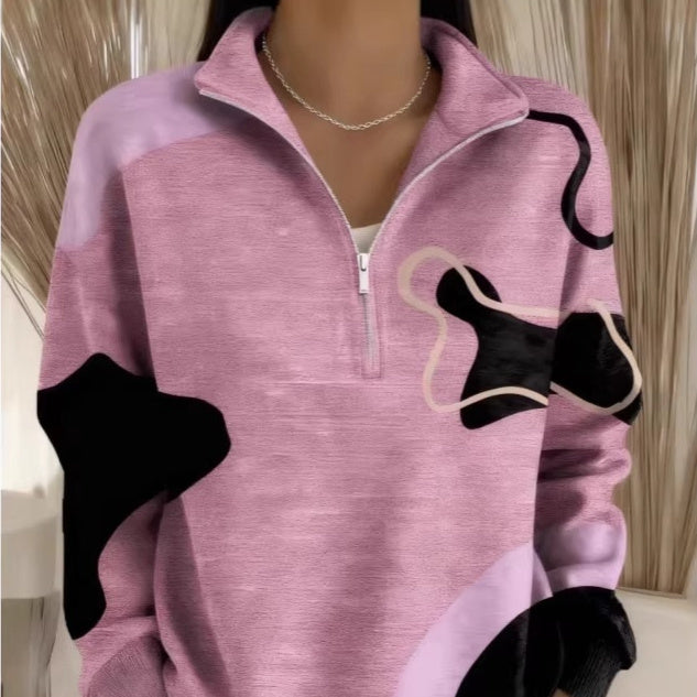 Casual Half-zip Pullover Hoodie