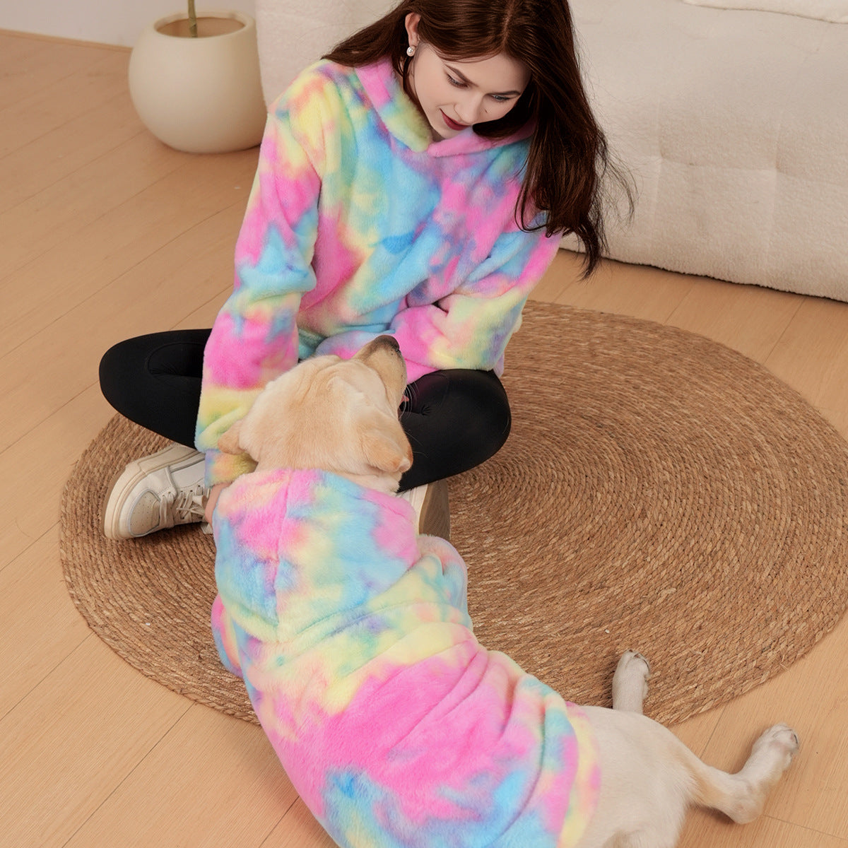 Rainbow Tie-Dye Dog Hoodie