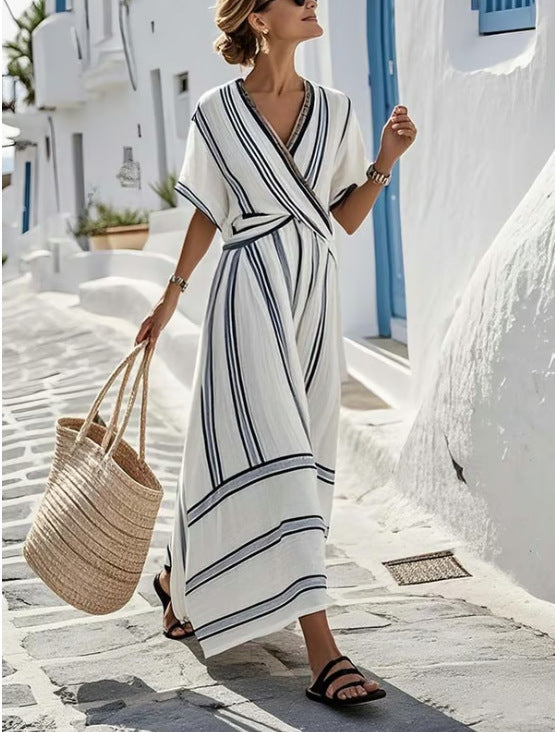 Retro Striped Summer Dress
