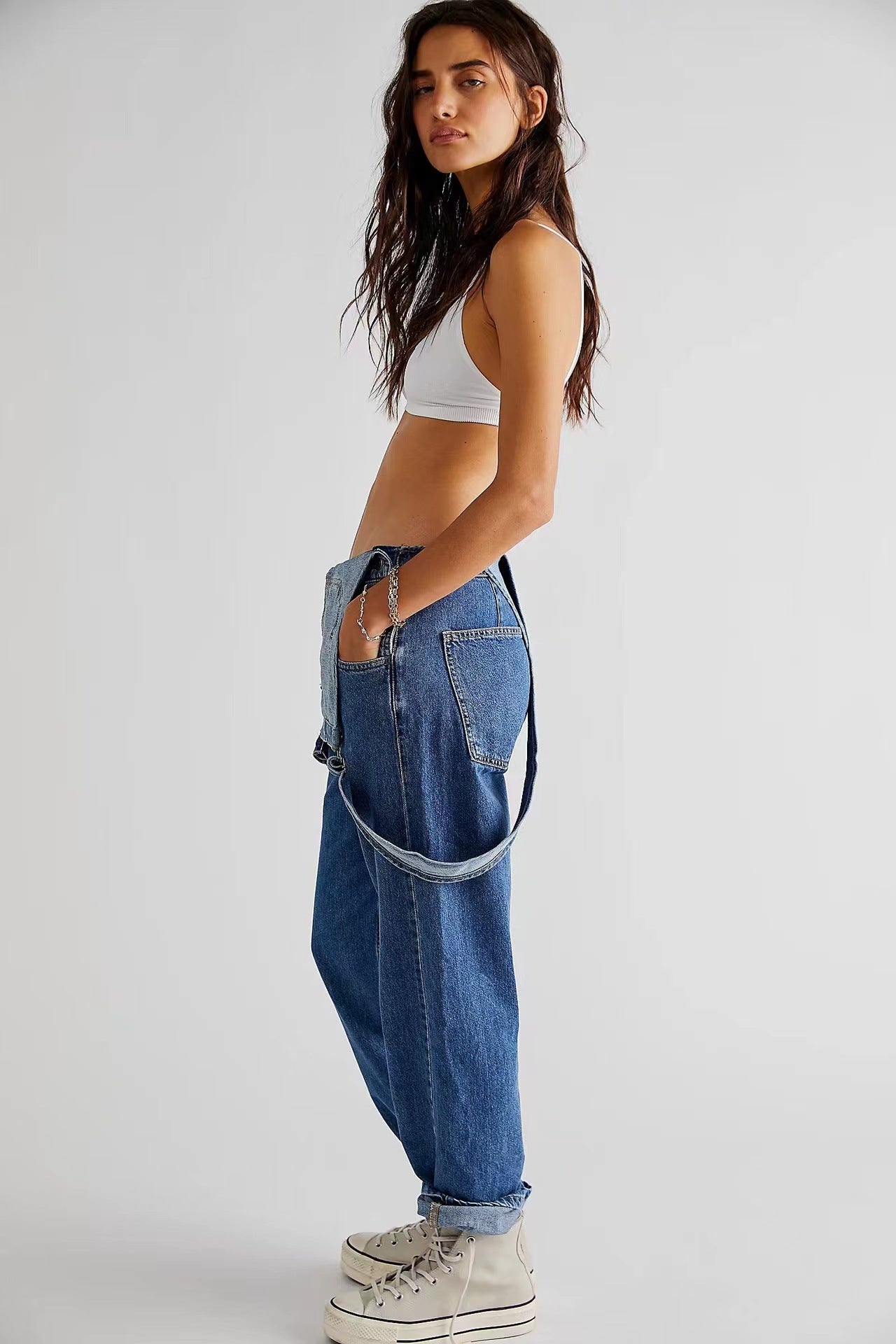 Women's High-Waist Denim Jumpsuit