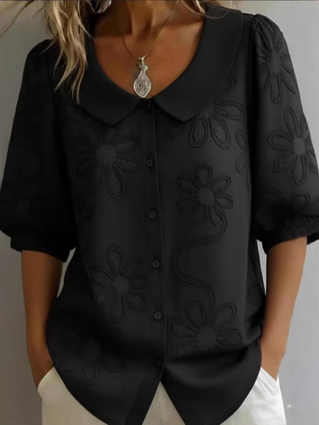3D Floral Embroidered Shirt