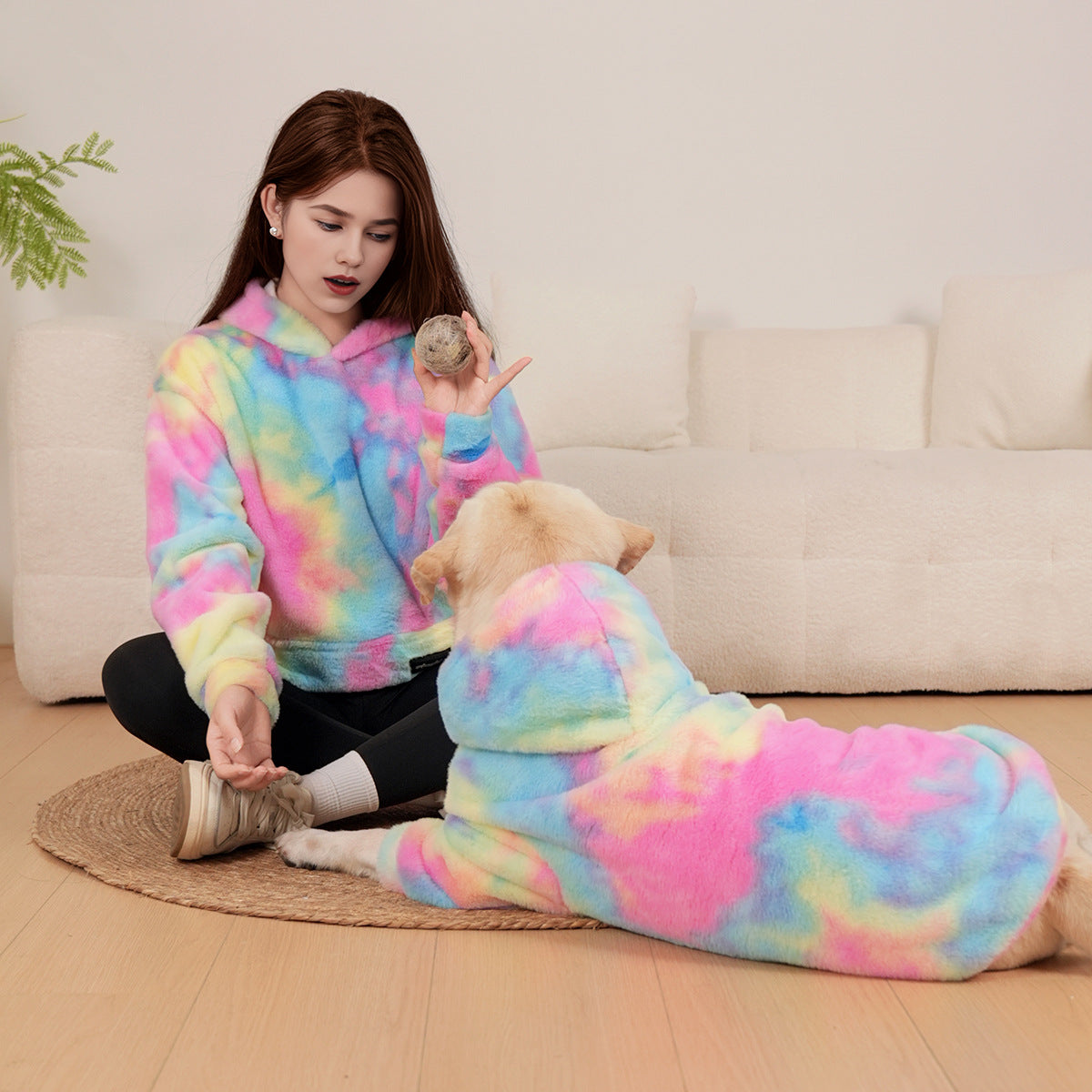 Rainbow Tie-Dye Dog Hoodie