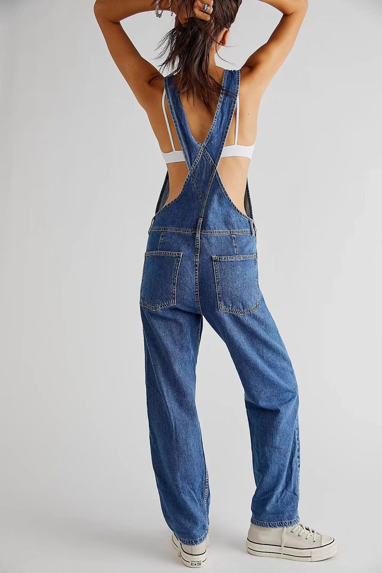 Women's High-Waist Denim Jumpsuit