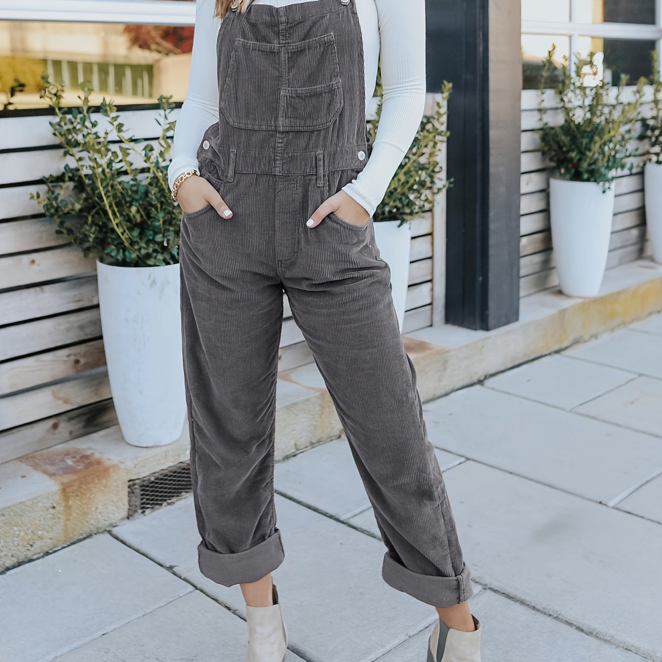 Women's High-Waist Denim Jumpsuit