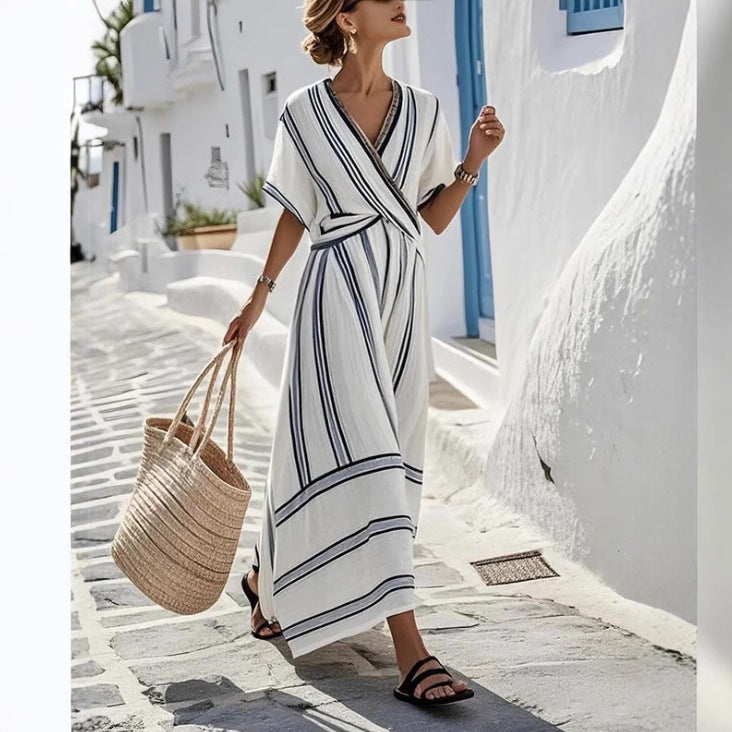 Retro Striped Summer Dress