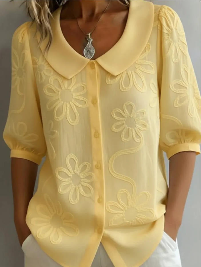 3D Floral Embroidered Shirt