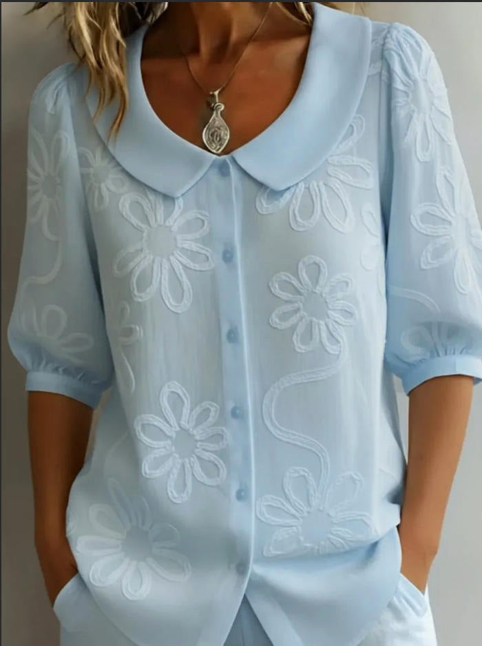 3D Floral Embroidered Shirt
