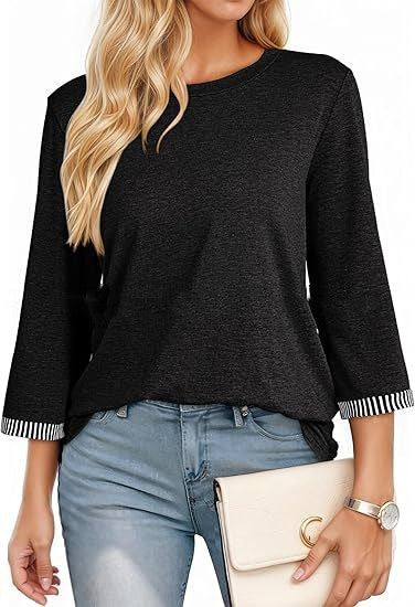 3/4 Sleeve Contrast T-Shirt