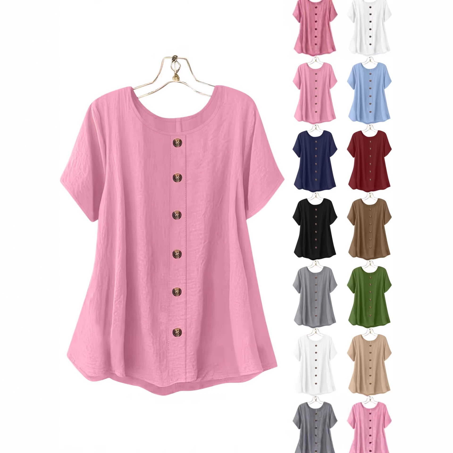 Girl Button Crewneck T-Shirt