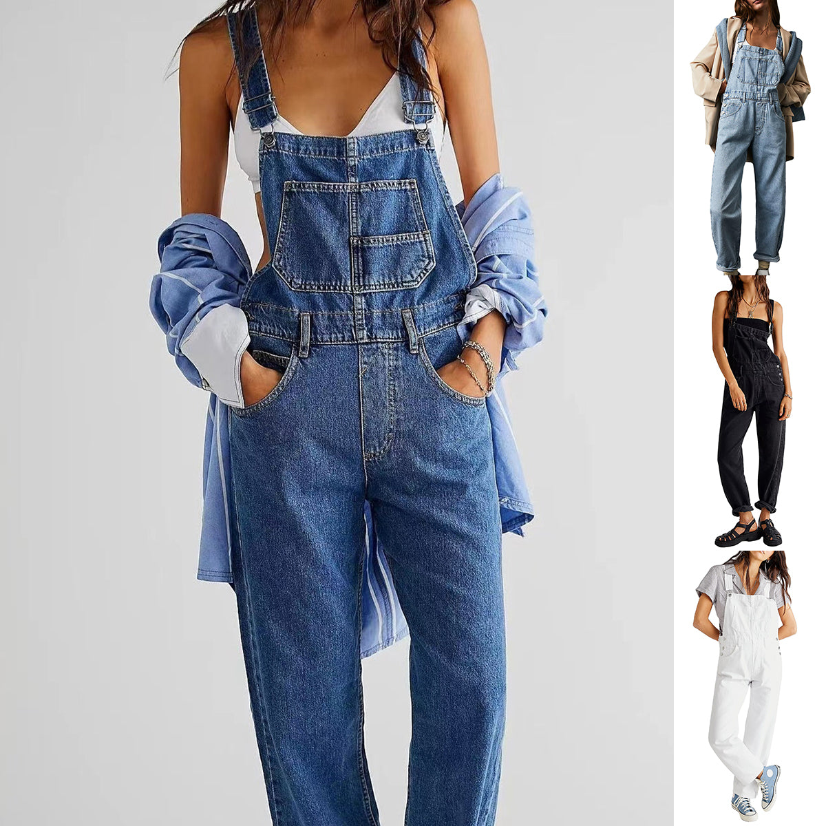 Women's High-Waist Denim Jumpsuit