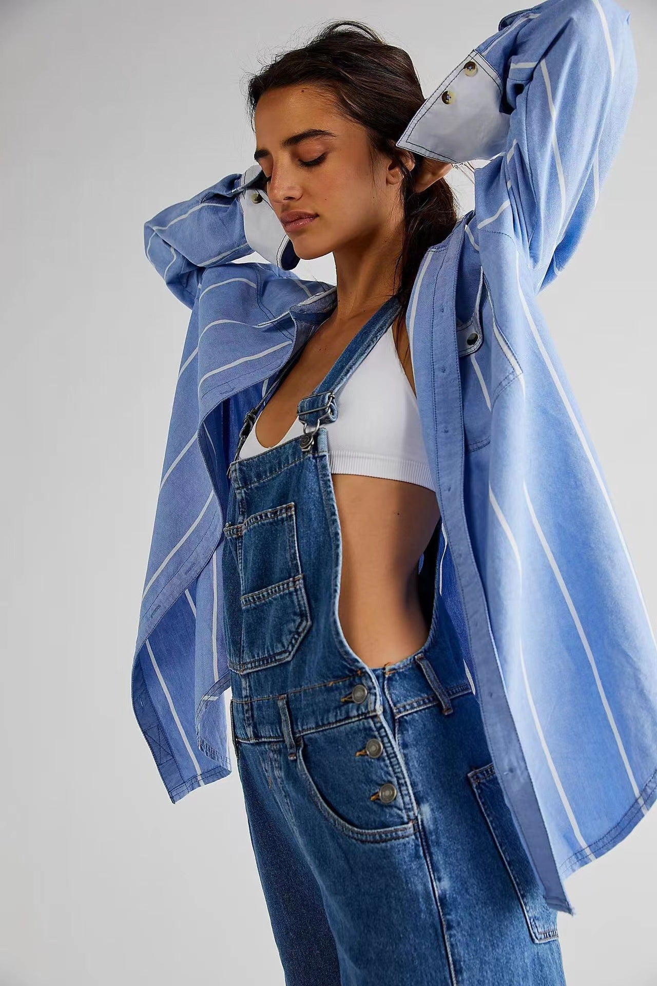 Women's High-Waist Denim Jumpsuit